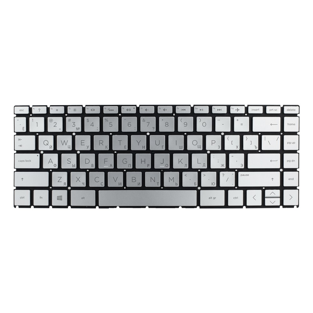 Клавиатура для HP Pavilion 14-dh0000 x360 серебристая с подсветкой