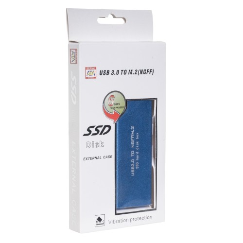 Бокс для жесткого диска m2 - USB 3.0 алюминиевый (синий)