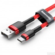 Кабель Baseus Cafule USB - USB Type-C 2 м (CATKLF) - красный