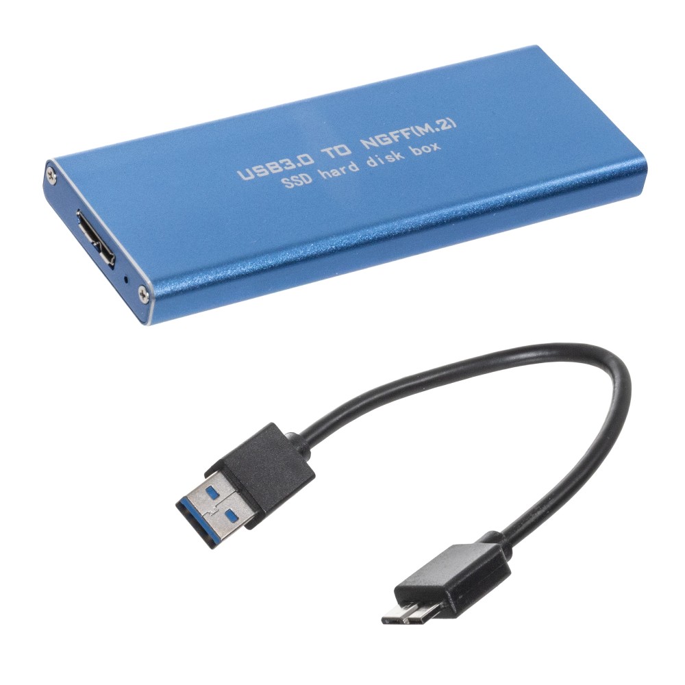 Бокс для жесткого диска m2 - USB 3.0 алюминиевый (синий)