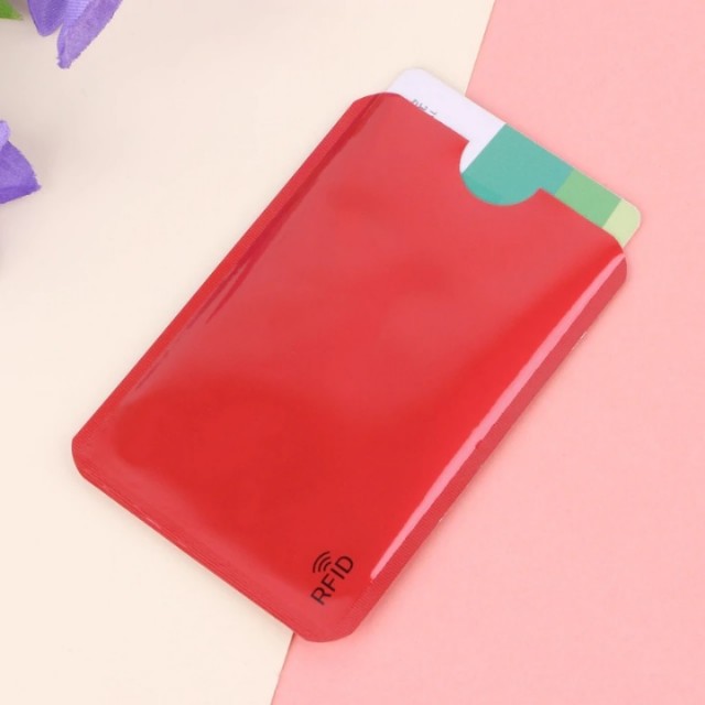 Чехол защитный для карты с RFID блокировкой, красный с лого