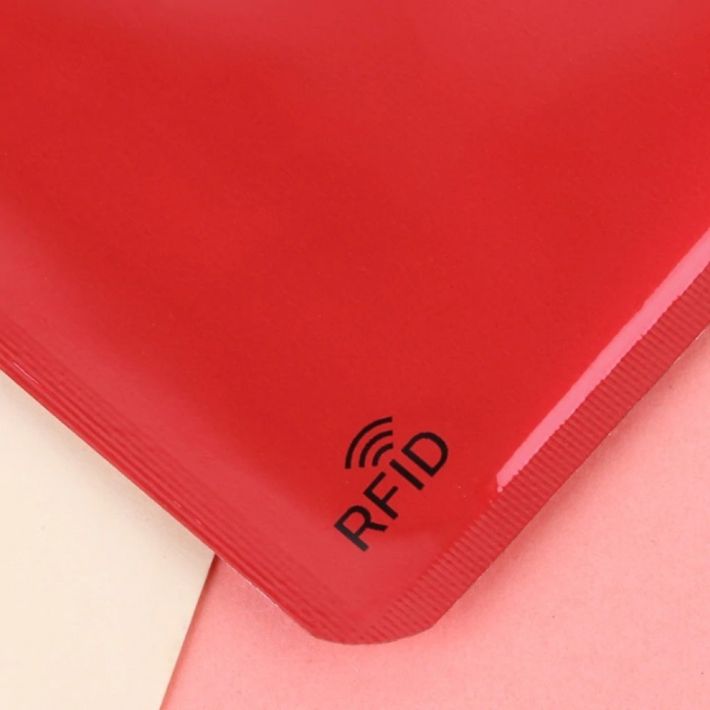 Чехол защитный для карты с RFID блокировкой, красный с лого