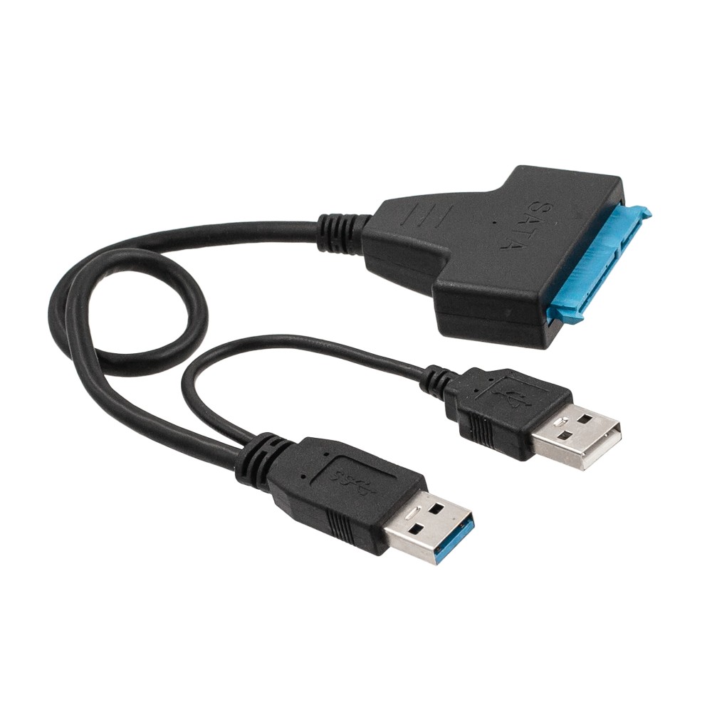Адаптер-переходник USB 3.0 - SATA 7+15 pin для SSD 2.5" / HDD 2.5" / HDD 3.5" с разъемом под питания (без блока)