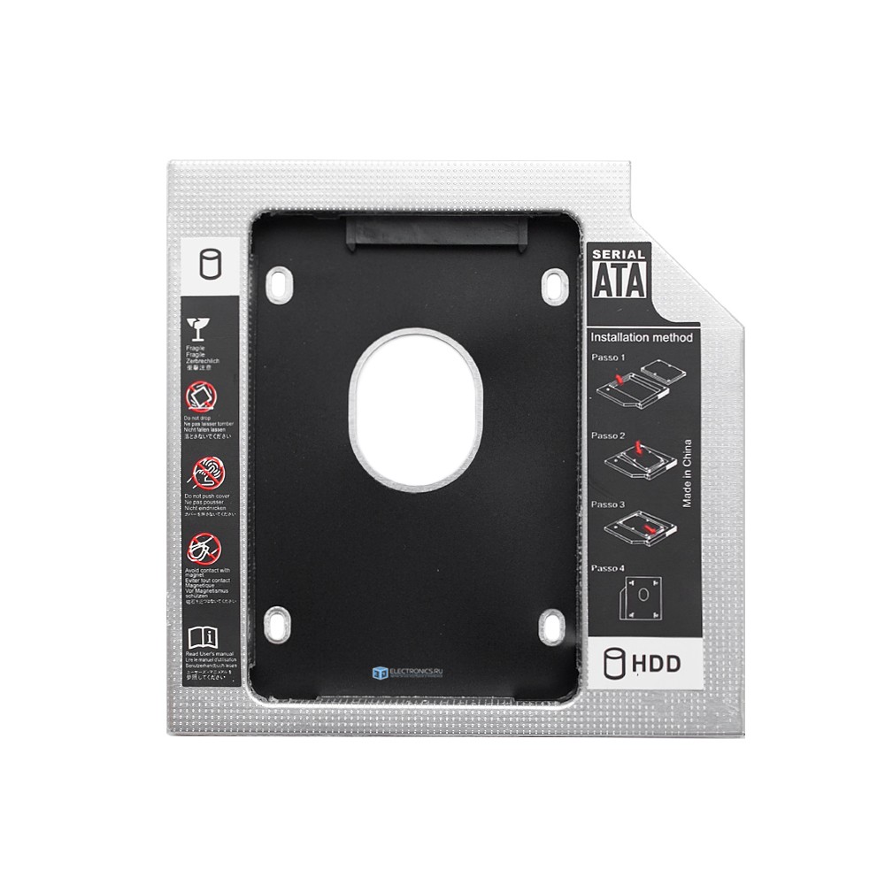 Переходник для дополнительного HDD (optibay) в отсек CD/DVD SATA 9.5 mm