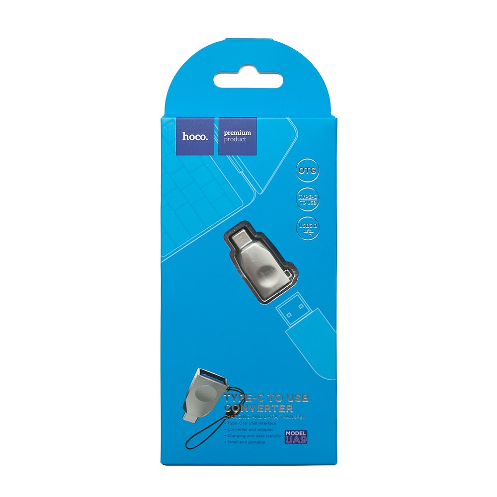 Адаптер, переходник USB Type-C - USB 3.0, UA9 HOCO - серебристый