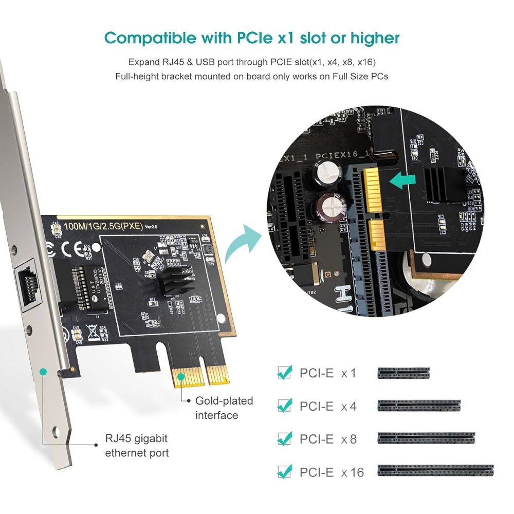2.5Gbps PCI-E игровая сетевая карта EDUP EP-9635B (Realtek RTL8125)