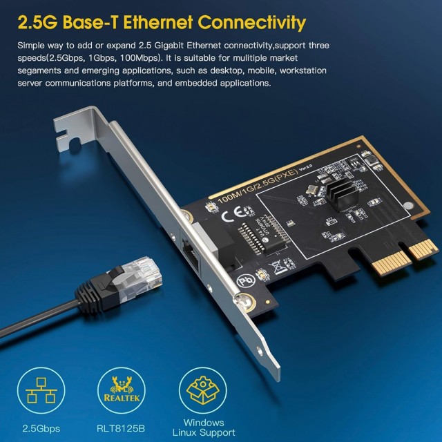 2.5Gbps PCI-E игровая сетевая карта EDUP EP-9635B (Realtek RTL8125)
