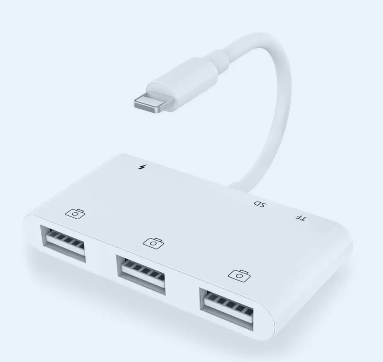 Адаптер Lightning - USB x 3 + SD + TF + PD для iPhone и iPad (Lightning to  USB 3 Camera Reader HUB) купить по выгодной цене с гарантией.