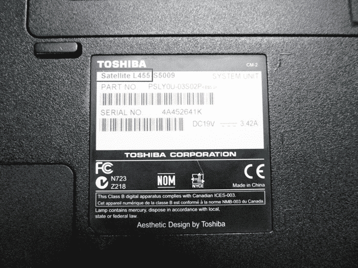 как узнать модель ноутбука Toshiba
